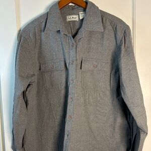 LL Bean | Women's 100% Cotton Flannel Button Down shirt | Grey | X Large